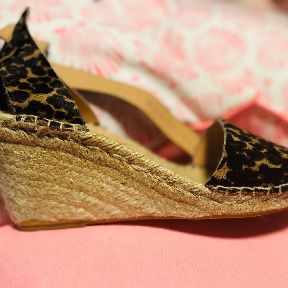 J. Crew Leopard Print Espadrille Wedge Sandals - Brown/Black